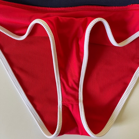 Beach Riot Emmy High-Waist Bikini Bottom Red Americana Colorblock - Picture 8 of 13